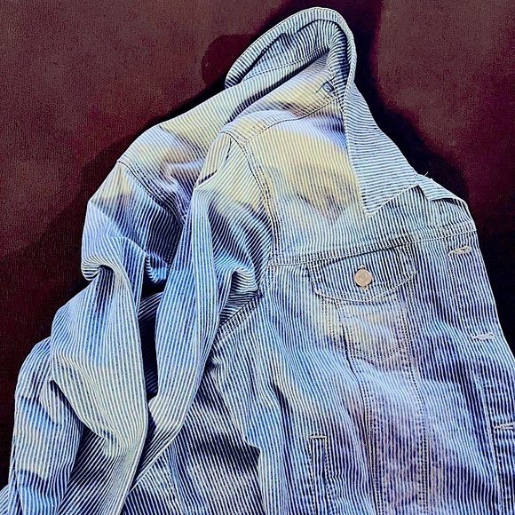 🆕 NINE WEST WOMEN'S Pinstripe Sarah Denim Jacket Size XXL - Picture 10 of 16